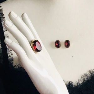 Jewelry set of earrings and and ring.
